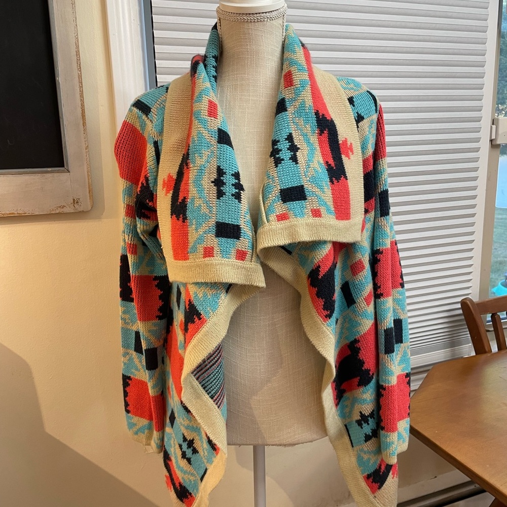 Colorful Geometric Knit Cardigan